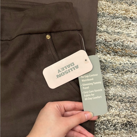 Allison Daley Faux Suede Skinny Jeggings Sz Large NWT | Brown Pull-On Jeggings- - Picture 7 of 14